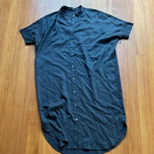 Steven Alan slate grey mock neck short sleeve dress